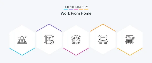 Work Home Line Icon Pack Including Laptop Table Pause Office — Stockvektor