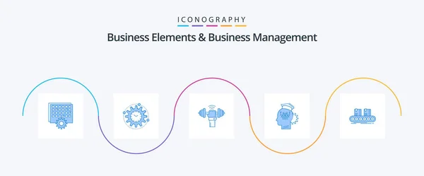 Business Elements Business Managment Blue Icon Pack Including Sharing Knowledge — Vettoriale Stock