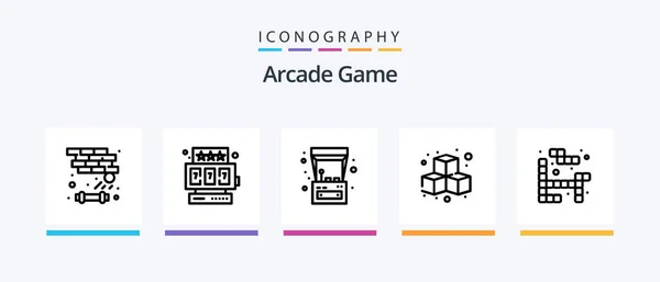 Arcade Line Icon Pack Including Game Play Bomb Game Arcade — 图库矢量图片