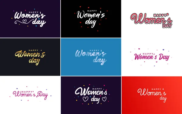 International Women Day Greeting Card Template Floral Design Hand Lettering — Archivo Imágenes Vectoriales
