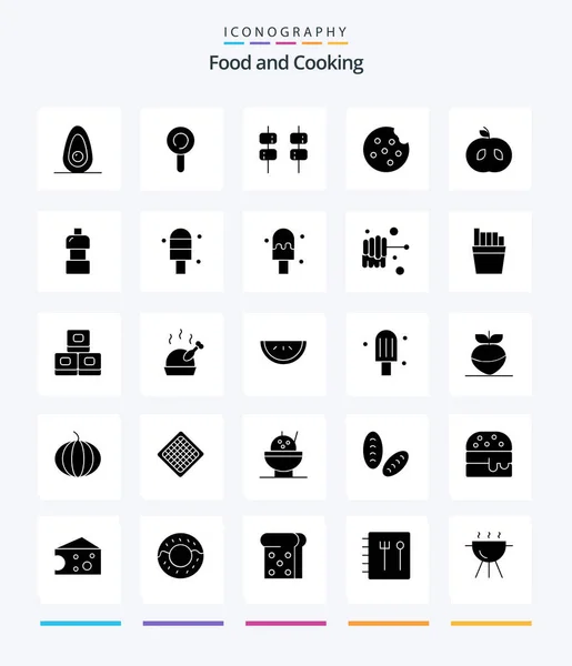 Creative Food Glyph Solid Black Icon Pack Ice Food Cookie — Stockový vektor