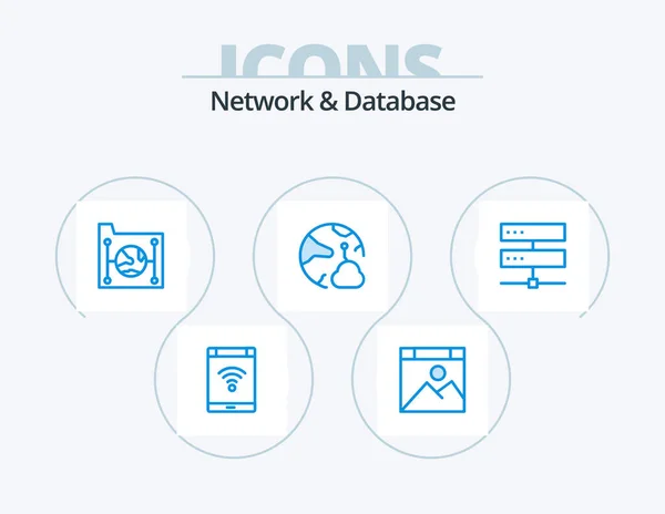 Network Database Blue Icon Pack Icon Design Network Cloud Website — Stockvector