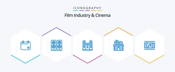 Cenima Blue Icon Pack Including Film Ticket Cinema Theater Cinema — 图库矢量图片