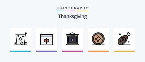 Thanks Giving Line Filled Icon Pack Including Event Date Bible — Vettoriale Stock