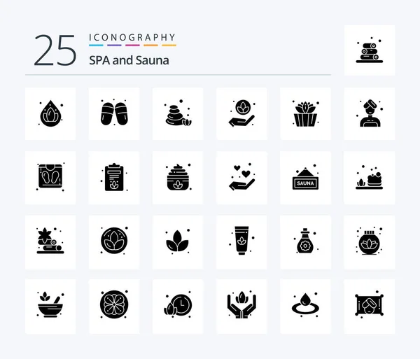 Sauna Solid Glyph Icon Pack Including Care Lotus Sauna Sauna — Stock Vector