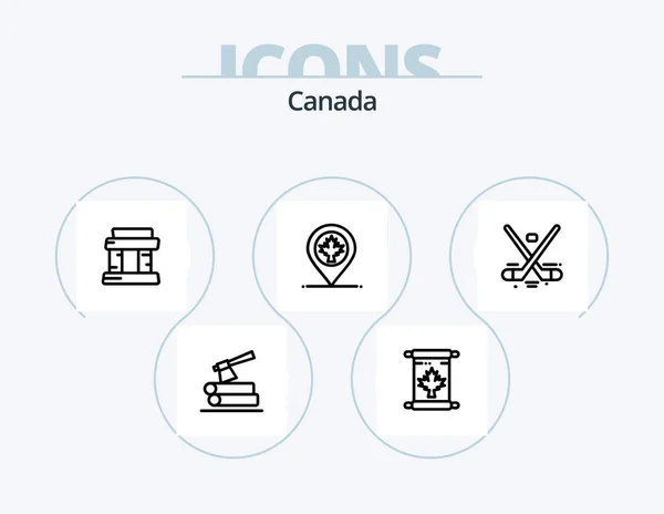 Canada Line Icon Pack Icon Design Canada Snow Flakes Canada — Vettoriale Stock