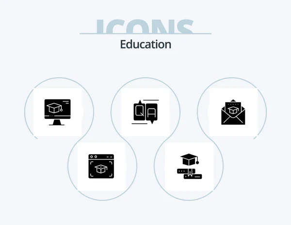 Education Glyph Icon Pack Icon Design Education Message Computer Education — Stockvektor