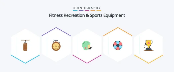 Fitness Recreation Sports Equipment Flat Icon Pack Including Achievment Soccer — Stok Vektör