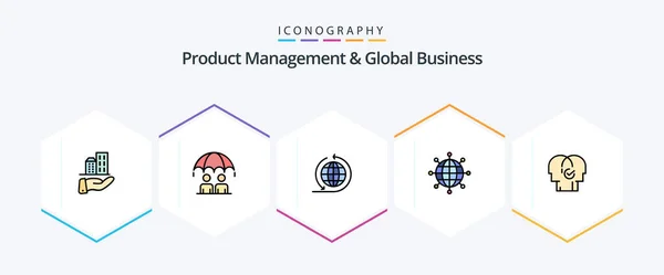 Product Managment Global Business Filledline Icon Pack Including Modern Business — Stockový vektor