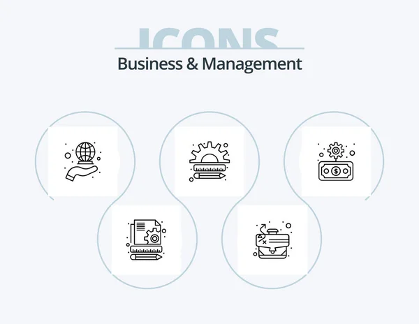 Business Management Line Icon Pack Icon Design Content Process Marketing — Διανυσματικό Αρχείο