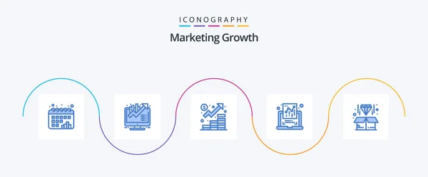 Marketing Growth Blue Icon Pack Including Box Graph Business Document — Stok Vektör