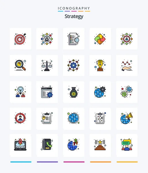 Creative Strategy Line Filled Icon Pack Seo Teamwork Business Strategy – stockvektor