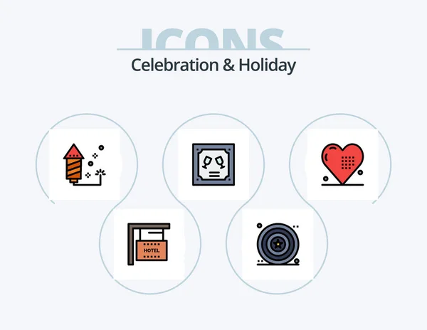 Celebration Holiday Line Filled Icon Pack Icon Design Holiday Christmas — 图库矢量图片