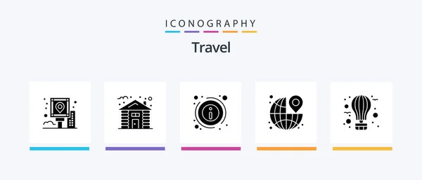 Travel Glyph Icon Pack Including Travel Pin Tree Destination Creative — Stok Vektör