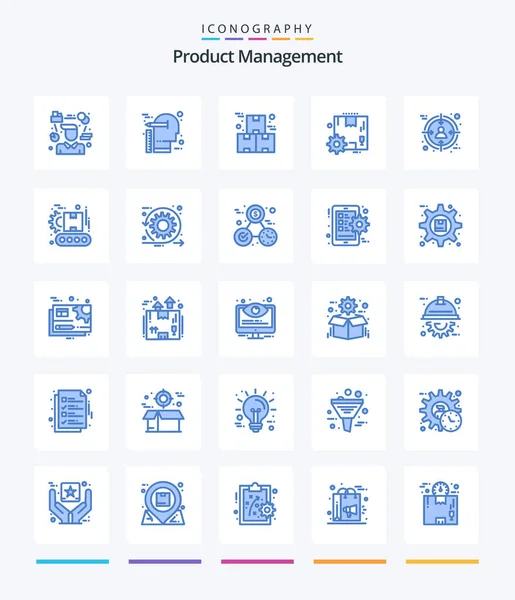 Creative Product Management Blue Icon Pack Gear Box Scale Production — Vetor de Stock