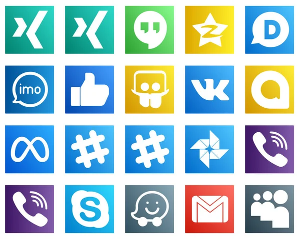 Popular Social Media Icons Spotify Meta Video Google Allo Slideshare — Stockvector