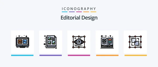 Editorial Design Line Filled Icon Pack Including Market Idea Chart — Stok Vektör