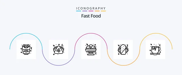Fast Food Line Icon Pack Including Fast Food Food Tea — Stockový vektor