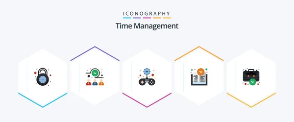 Time Management Flat Icon Pack Including Business Learning Time Workers — Archivo Imágenes Vectoriales