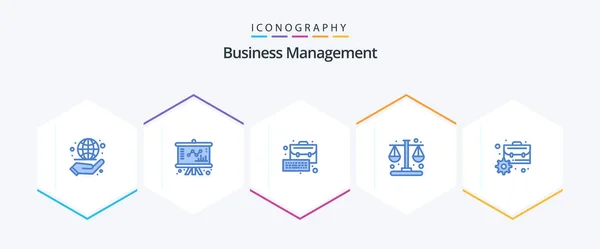 Business Management Blue Icon Pack Including Business Balance Business Time — Stok Vektör