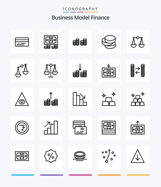 Creative Finance Outline Icon Pack Pyramid Eye Scales Money Cash — Stockový vektor
