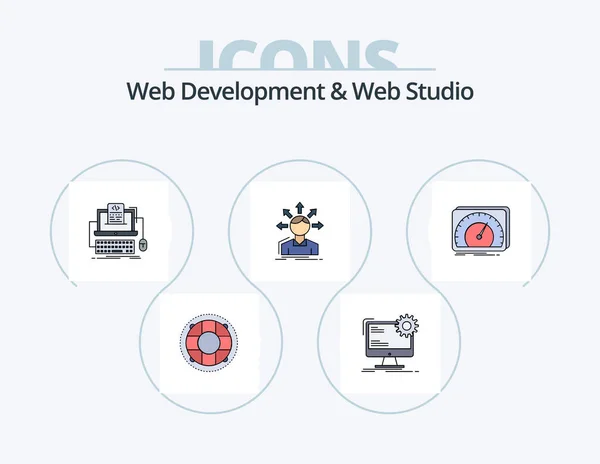 Web Development Web Studio Line Filled Icon Pack Icon Design — Stok Vektör