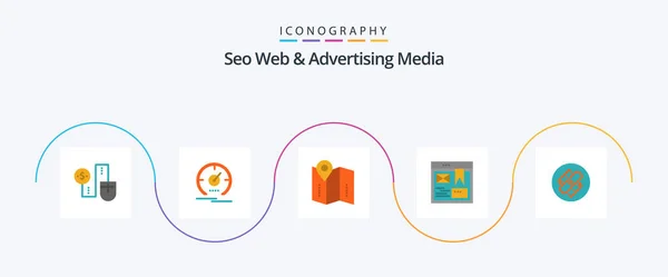 Seo Web Advertising Media Flat Icon Pack Including Design Layout — Stock Vector