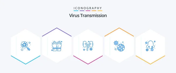 Virus Transmission Blue Icon Pack Including Disease Pandemic Disease Infection — Vector de stock