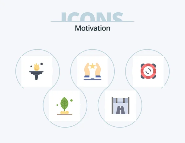 Motivation Flat Icon Pack Icon Design Safety Star Education Motivation — Stok Vektör