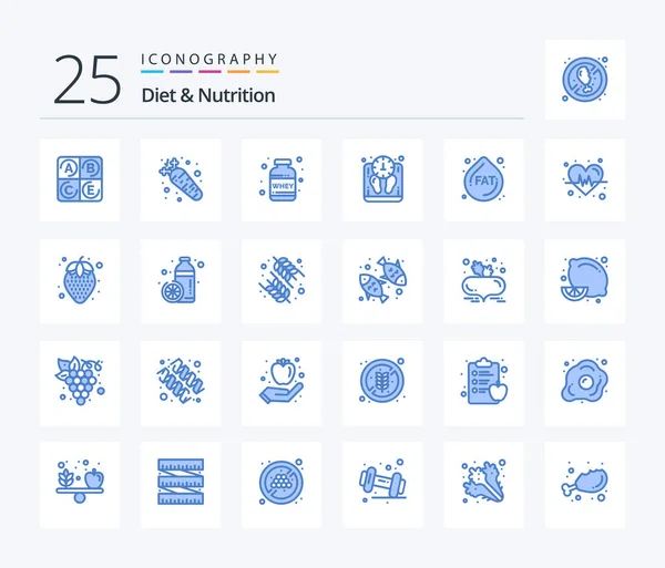 Diet Nutrition Blue Color Icon Pack Including Diet Fat Protein — Stok Vektör