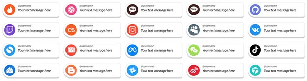 Unique Card Style Follow Social Media Icons Customizable Message Wechat — Stok Vektör