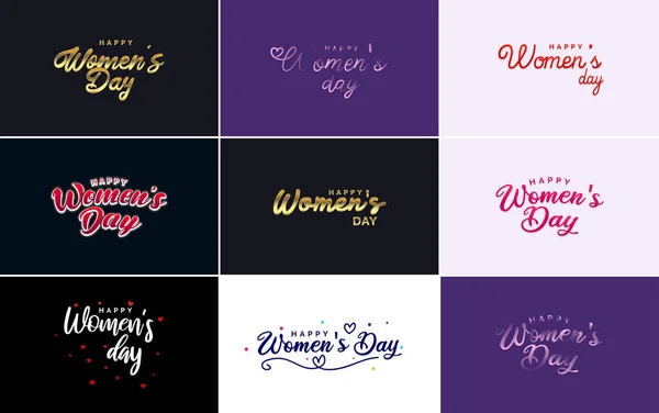 March 8Th Typographic Design Set Happy Women Day Text — Stock Vector