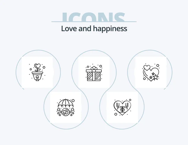 Love Line Icon Pack Icon Design Flower Broken Heart Breakup — Stock vektor
