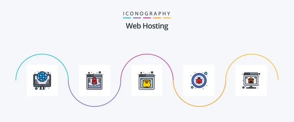 Web Hosting Line Filled Flat Icon Pack Including Backup Repair — Image vectorielle