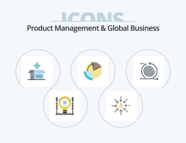 Product Managment Global Business Flat Icon Pack Icon Design Diagram — Stock Vector