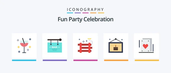 Party Flat Icon Pack Including Picture Celebration Sign Birthday Firework — Stockvector