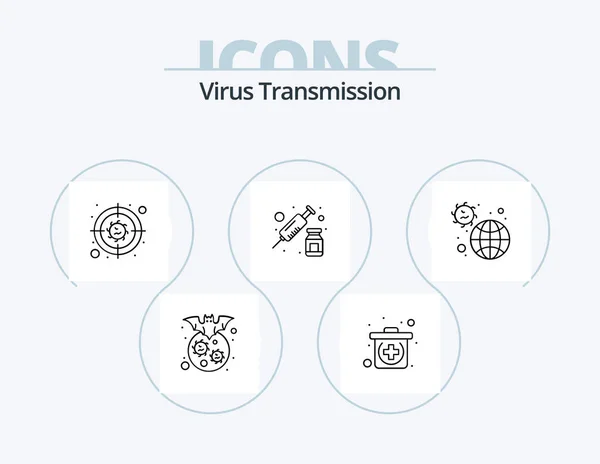 Virus Transmission Line Icon Pack Icon Design Kit Kidney Hand — Image vectorielle