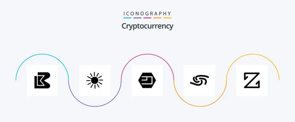 Cryptocurrency Glyph Icon Pack Including Coin Crypto Crypto Currency Coin — Archivo Imágenes Vectoriales