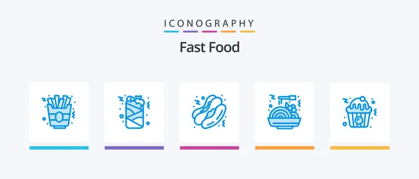Fast Food Blue Icon Pack Including Fast Food Food Fast — Stok Vektör
