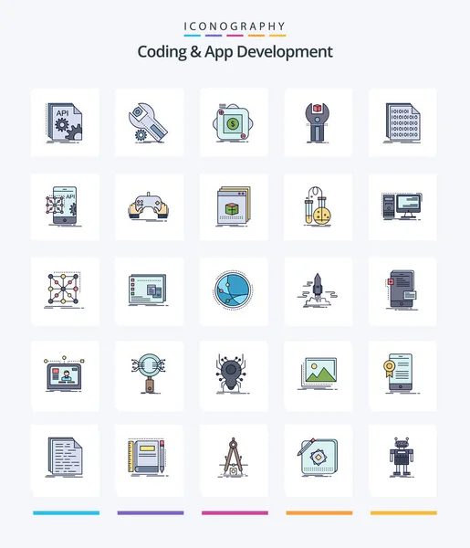 Creative Coding App Development Line Filled Icon Pack Development Sdk — Stockový vektor