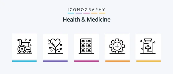 Здравоохранение Медицина Линия Пакет Икон Включая Здоровье Кардиограмма Медицина Медицина — стоковый вектор