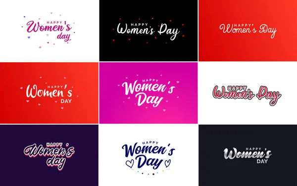 Set International Women Day Cards Logo Gradient Color Scheme — Vettoriale Stock