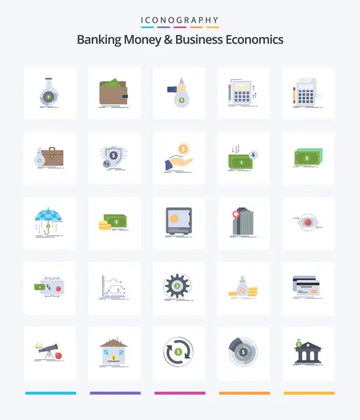 Creative Banking Money Business Economics Flat Icon Pack Audit Offer — Stok Vektör