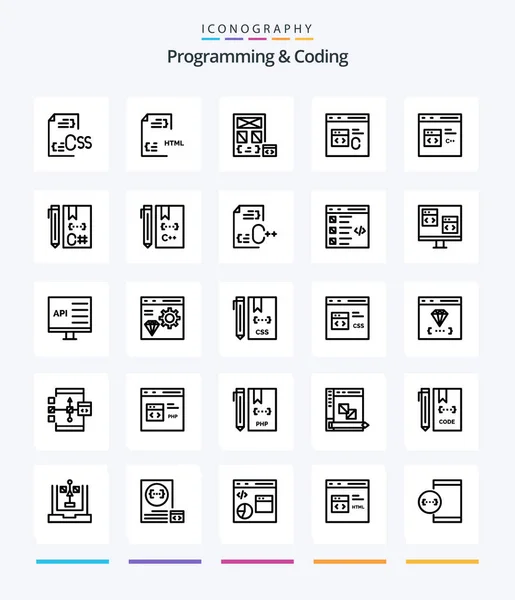 Creative Programming Coding Outline Icon Pack Coding File Page Develop — Archivo Imágenes Vectoriales