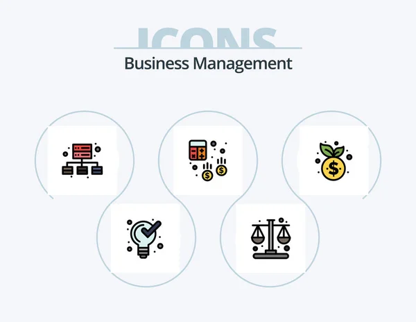 Business Management Line Filled Icon Pack Icon Design Dollar Product — Διανυσματικό Αρχείο