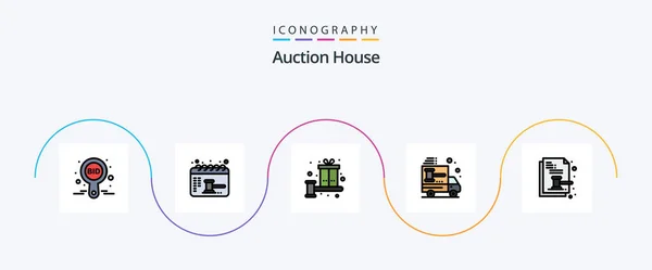 Auction Line Filled Flat Icon Pack Including Car Auction Balance — Vector de stock