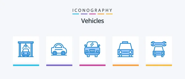 Vehicles Blue Icon Pack Including Service Car Repair Vehicles Creative — 图库矢量图片
