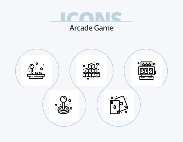 Arcade Line Icon Pack Icon Design Game Steering Ticket Office — Vettoriale Stock