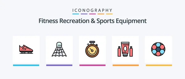 Fitness Recreation Sports Equipment Line Filled Icon Pack Including Basketball — Vector de stock