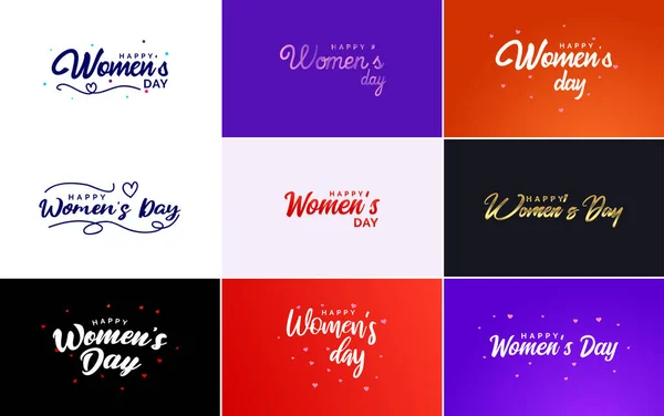 Abstract Happy Women Day Logo Love Vector Design Pink Red — Stockvektor